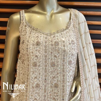 Cream Georgette Casual Lehenga