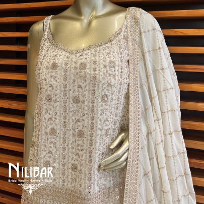 Cream Georgette Casual Lehenga