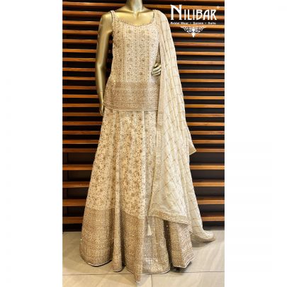 Cream Georgette Casual Lehenga