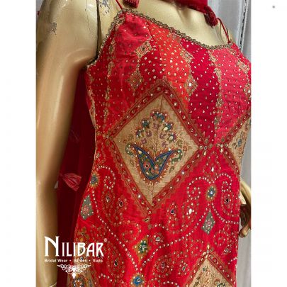 Red Georgette Silk Net Suit