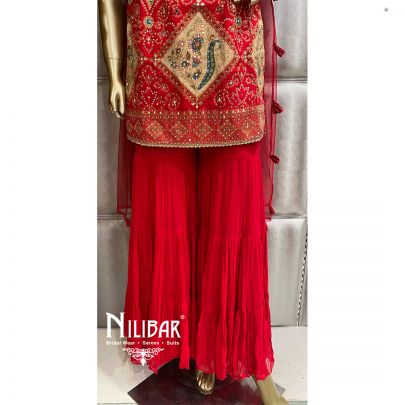 Red Georgette Silk Net Suit