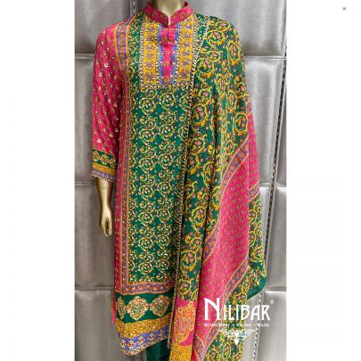 Multicolor Crepe Suit