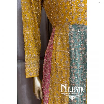 Yellow Georgette Net Palazzo Suit
