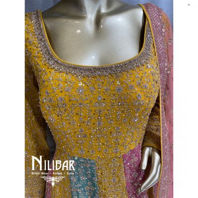 Yellow Georgette Net Palazzo Suit