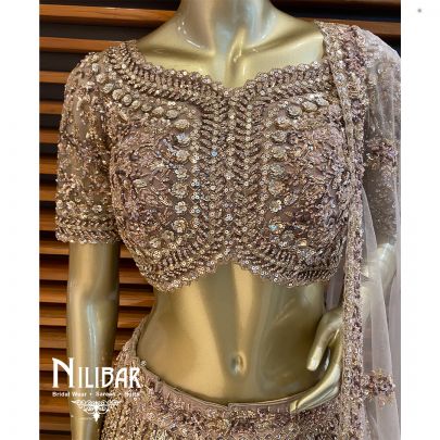 Gold Net Reception Lehenga