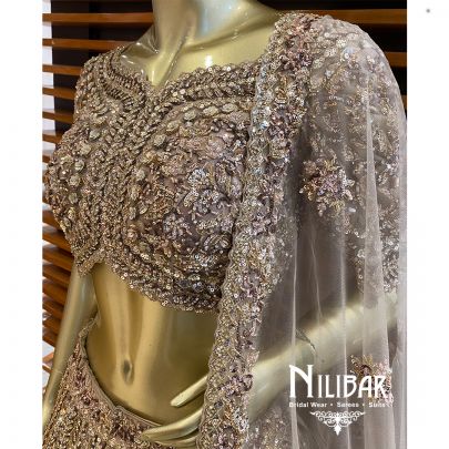 Gold Net Reception Lehenga