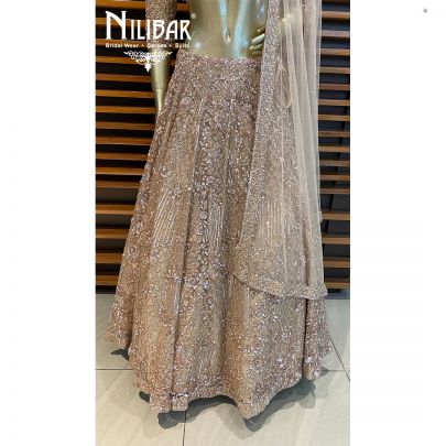 Rose gold Net Reception Lehenga