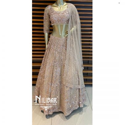 Rose gold Net Reception Lehenga