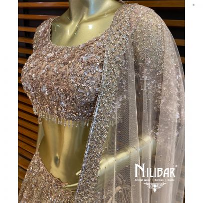 Rose gold Net Reception Lehenga