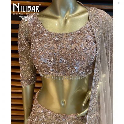 Rose gold Net Reception Lehenga