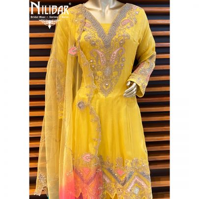 Corn Yellow Chinon Salwar Suit