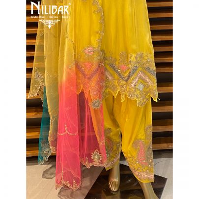 Corn Yellow Chinon Salwar Suit