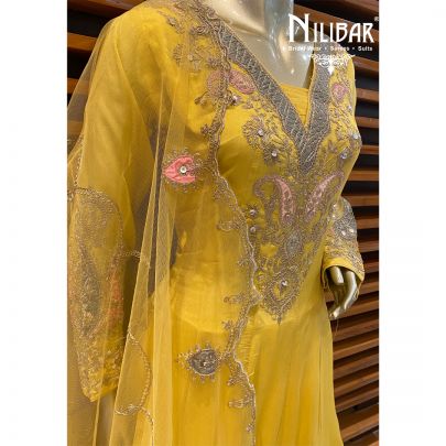 Corn Yellow Chinon Salwar Suit