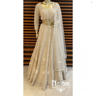 Ivory Net Reception Lehenga