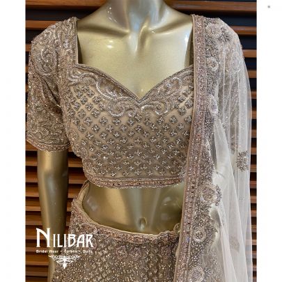 Golden Net Reception Lehenga