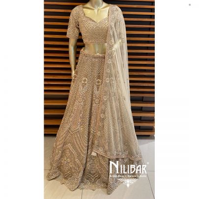 Golden Net Reception Lehenga