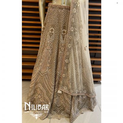 Golden Net Reception Lehenga