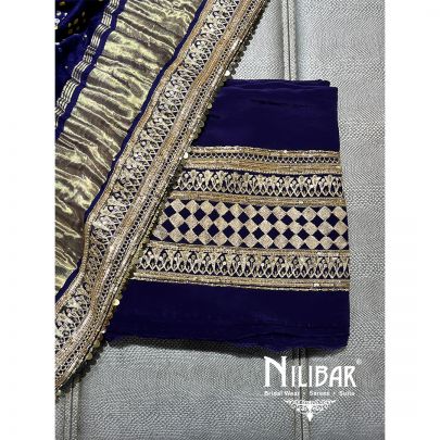Purple Satin Embroidered Unstitched Suit