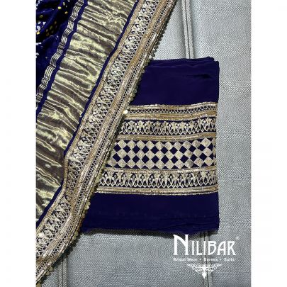 Purple Satin Embroidered Unstitched Suit