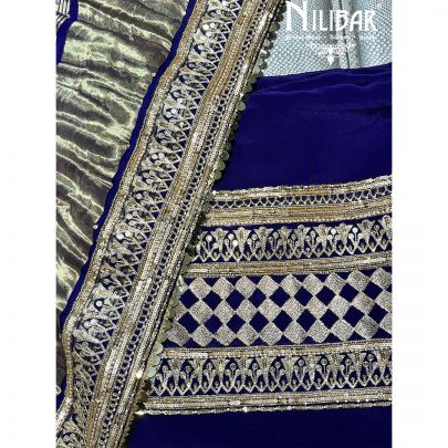 Purple Satin Embroidered Unstitched Suit