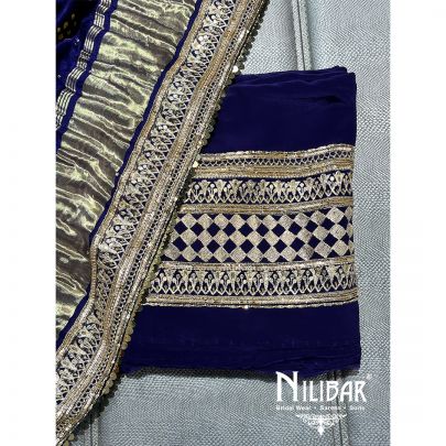 Purple Satin Embroidered Unstitched Suit