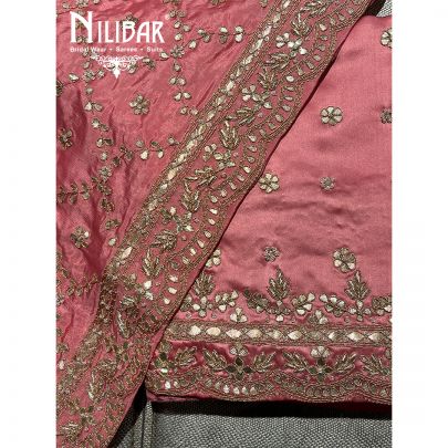 Rose Pink Silk Embroidered Unstitched Suit