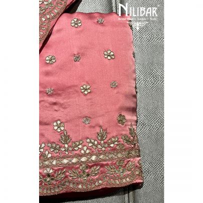 Rose Pink Silk Embroidered Unstitched Suit