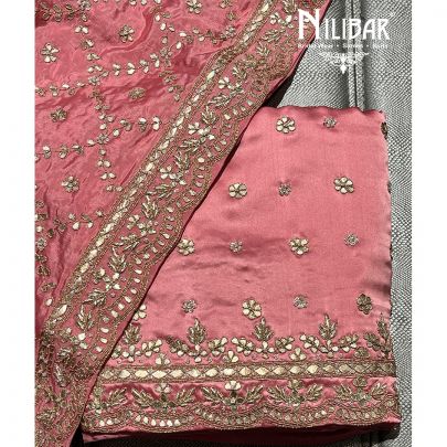 Rose Pink Silk Embroidered Unstitched Suit