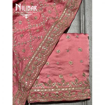 Rose Pink Silk Embroidered Unstitched Suit