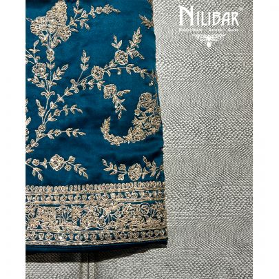 Pine Satin Embroidered Unstitched Suit