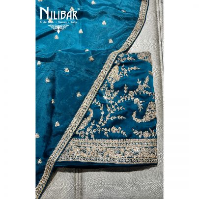 Pine Satin Embroidered Unstitched Suit