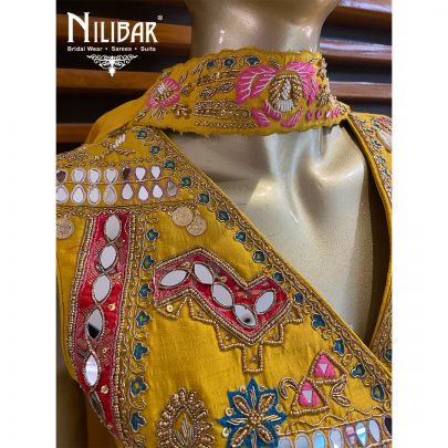 Sunflower Yellow Silk Organza Karva Indo Western Suit
