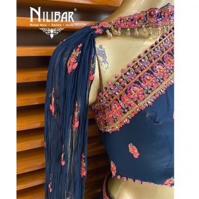 Midnight Blue Georgette Karva Indo Western Suit