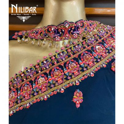 Midnight Blue Georgette Karva Indo Western Suit
