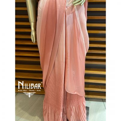 Crepe Pink Lycra Karva Indo Western Suit