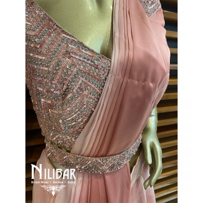 Crepe Pink Lycra Karva Indo Western Suit