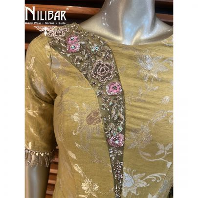 Olive Green Silk Georgette Anarkali