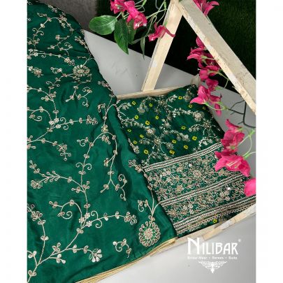 Bottle Green Silk Unstitched Suit