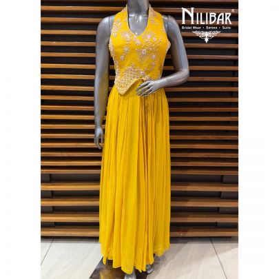 Yellow Georgette Long Dress
