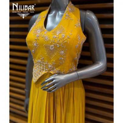 Yellow Georgette Long Dress