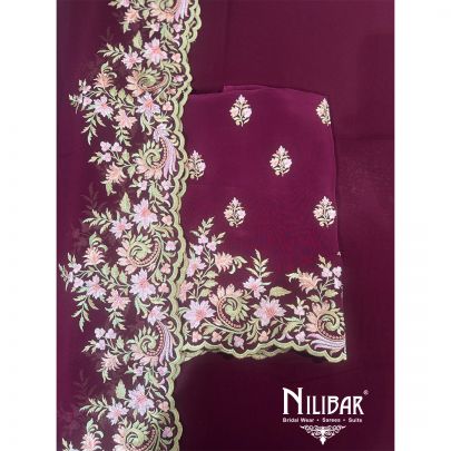 Mehroon Crepe Suit