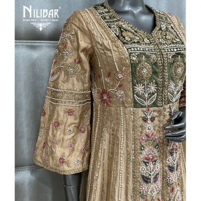 Beige Silk Short Anarkali Suit