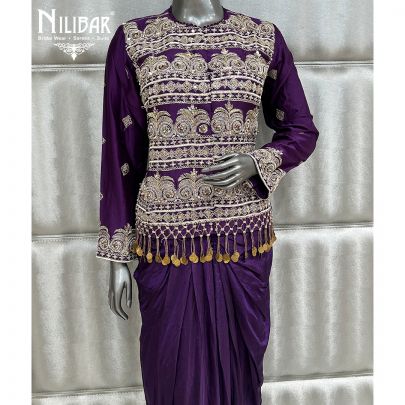 Purple Silk Dhoti Set