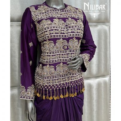 Purple Silk Dhoti Set