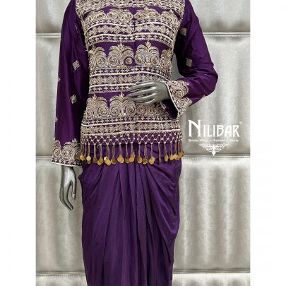 Purple Silk Dhoti Set