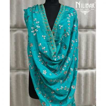 Sky Blue Chinon Phulkari Dupattas