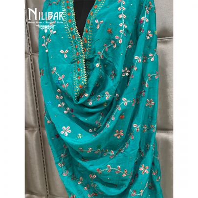 Sky Blue Chinon Phulkari Dupattas