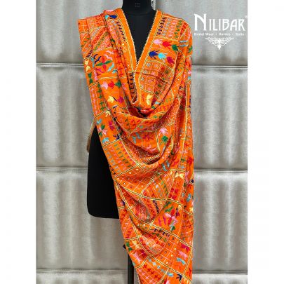 Orange Chinon Phulkari Dupattas