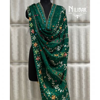 Dark Green Chinon Phulkari Dupattas