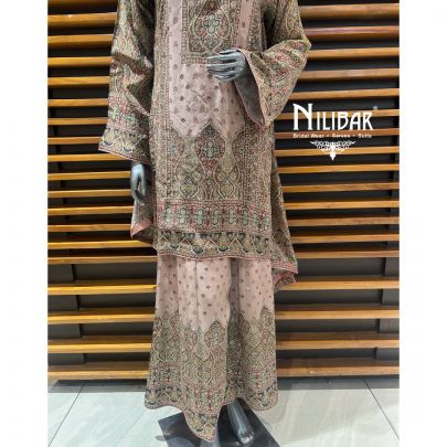 Blush Pink Crepe Palazzo Suit Set